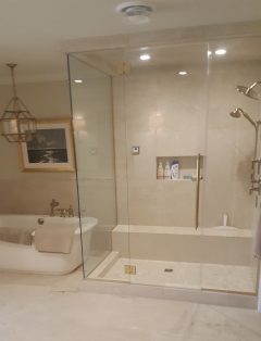 Finished glass shower door installation example